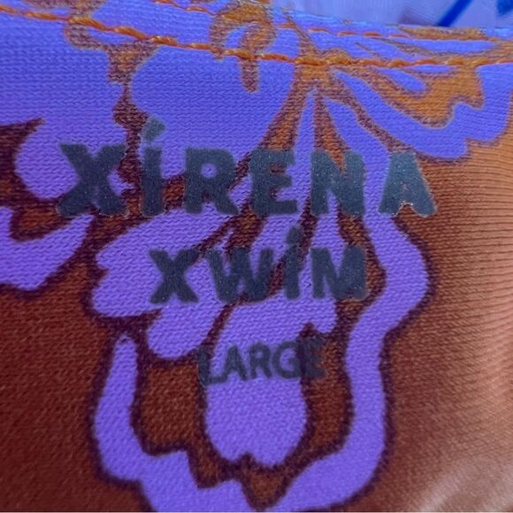 Xirena NWT Swimsuit One Piece Floral Lined Orange Pink Cheeky Size Large Resort - Picture 4 of 5